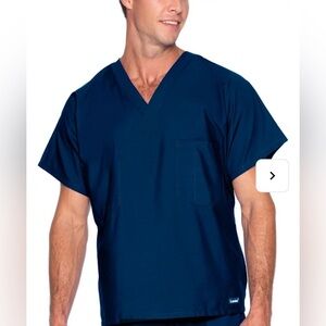 Landau Chest Pocket V-Neck Scrub Top Navy Blue Large Nurse Doctor